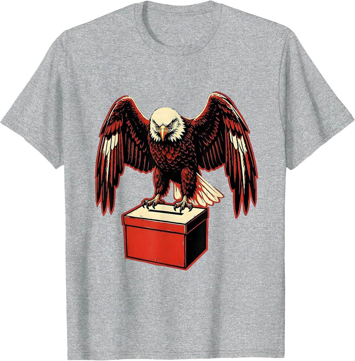 Men's Eagle on Ballot Box Civic Pride Illustration T-Shirt - Heather Grey