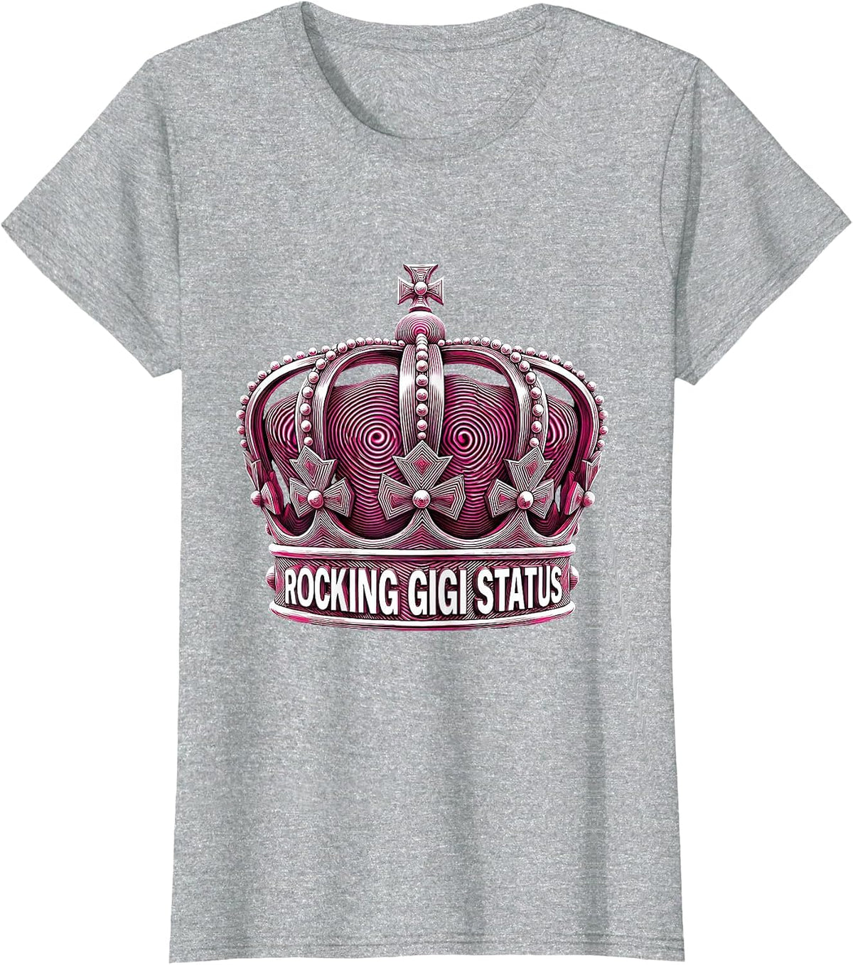 Rocking Gigi Status Grandma Pride Design T-Shirt - Heather Grey