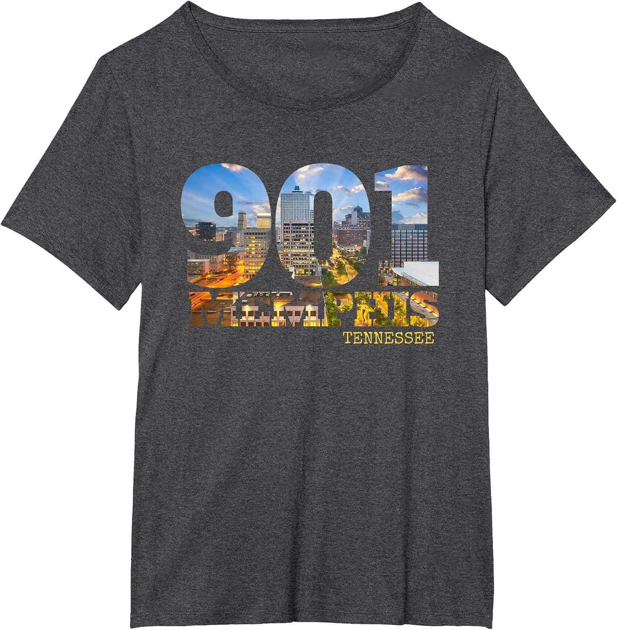Area Code 901 Memphis Tennessee Skyline Art Tennesseean Town T-Shirt - Dark Heather Grey