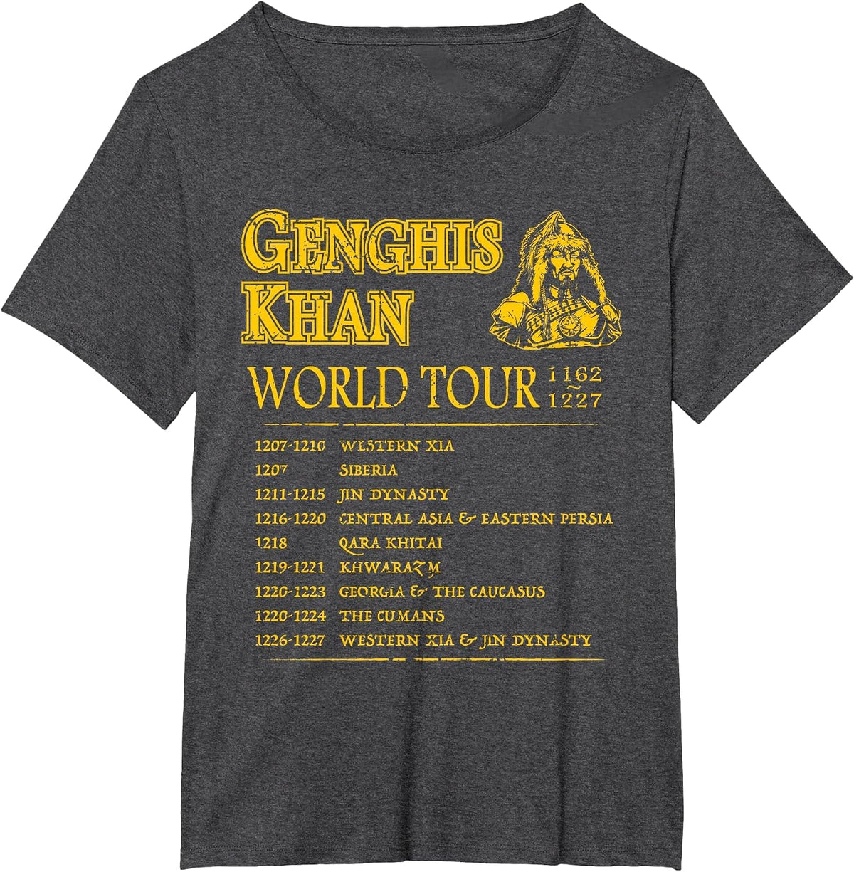 World Tour: Genghis Khan - Historic Mongolian Empire T-Shirt - Dark Heather Grey