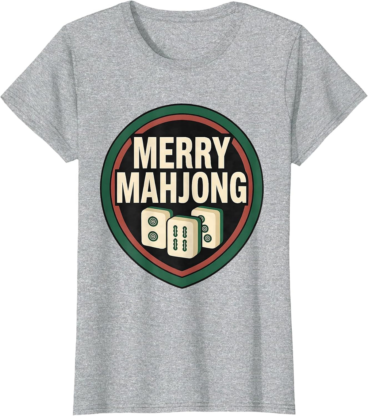 Merry Mahjong Playful Mahjong Player Vintage Holiday Party T-Shirt - Heather Grey