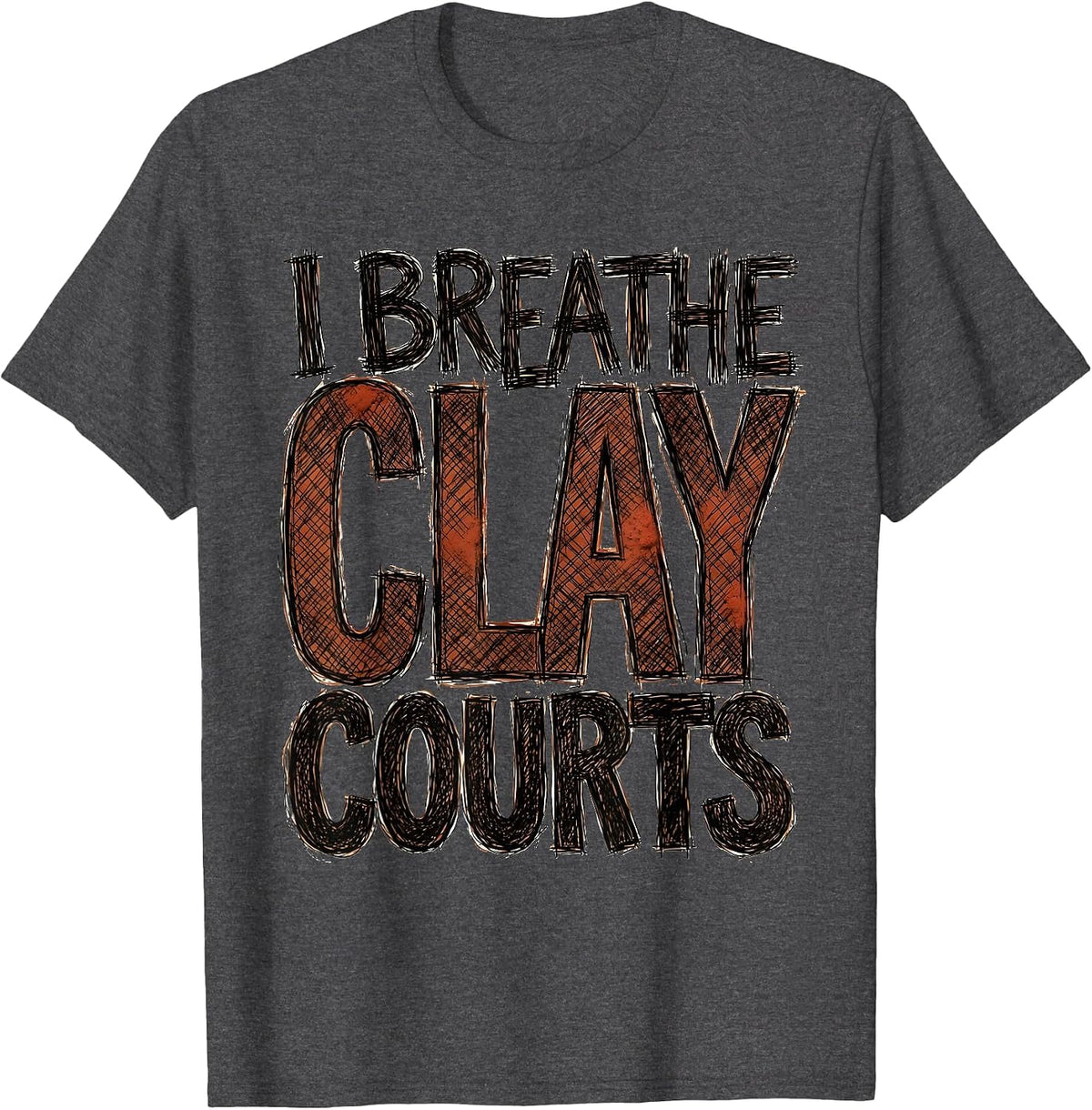 I Breathe Clay Courts Tennis Design T-Shirt - Dark Heather Grey