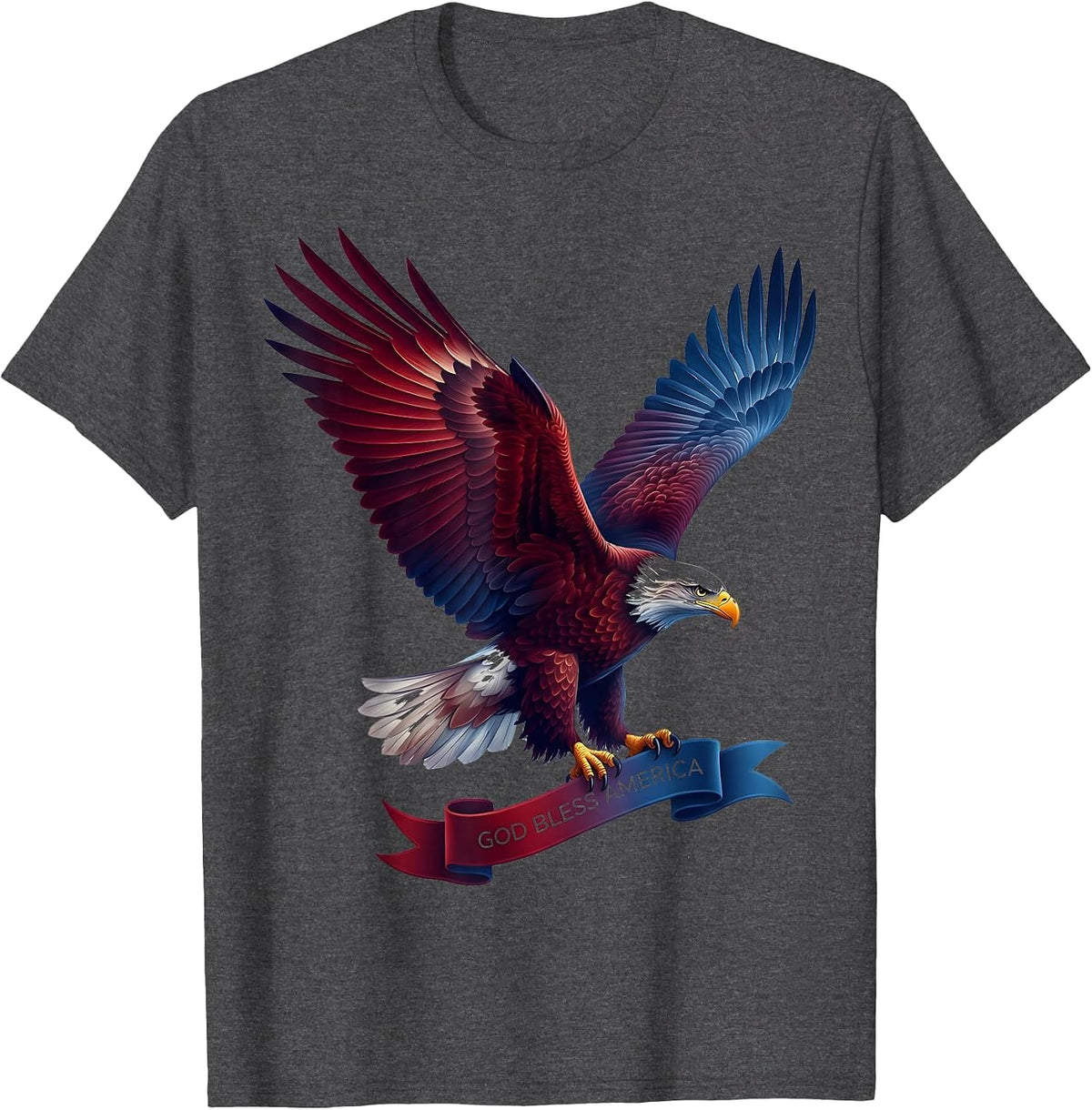 God Bless America Memorial Day Patriotic Design T-Shirt - Dark Heather Grey
