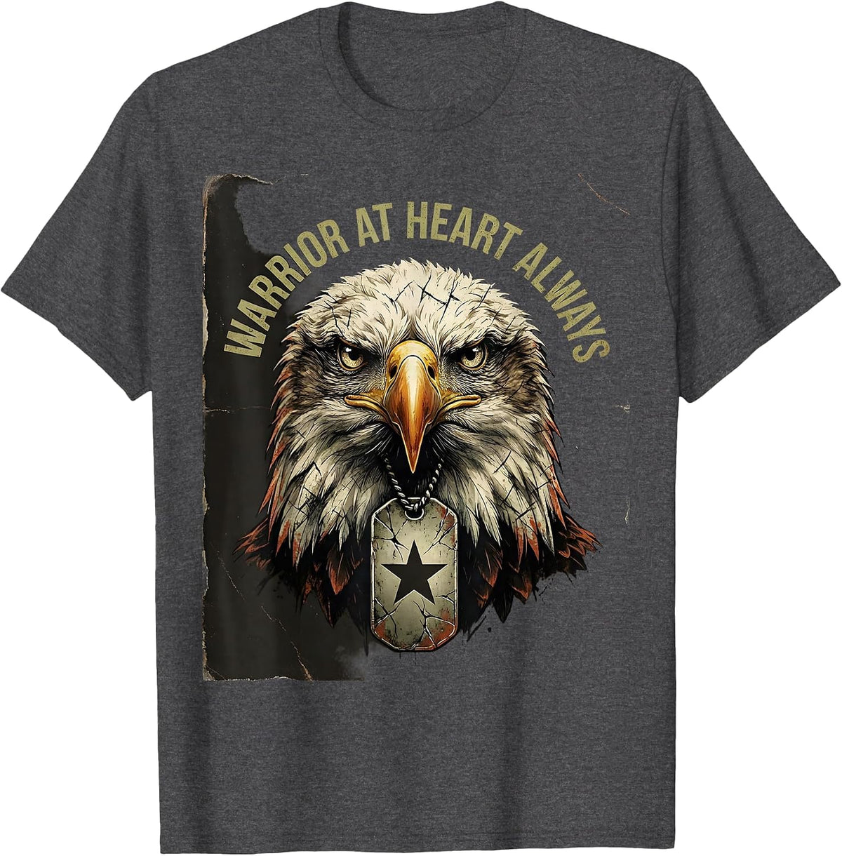 Warrior At Heart Always Veteran Pride Design T-Shirt - Dark Heather Grey