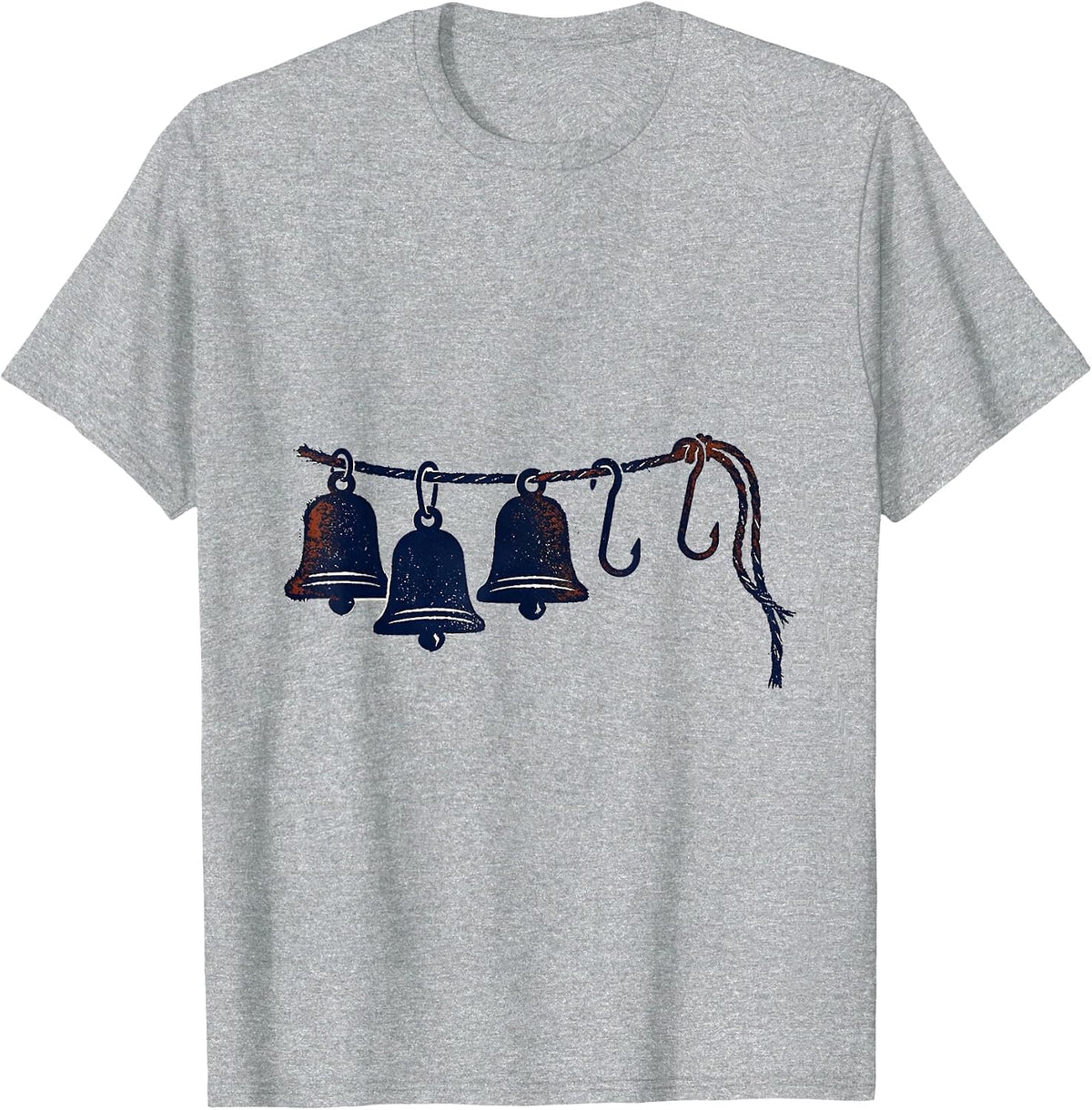 Men's Stamped Jingle Bell Rubber Stamp Humor Christmas T-Shirt - Heather Grey