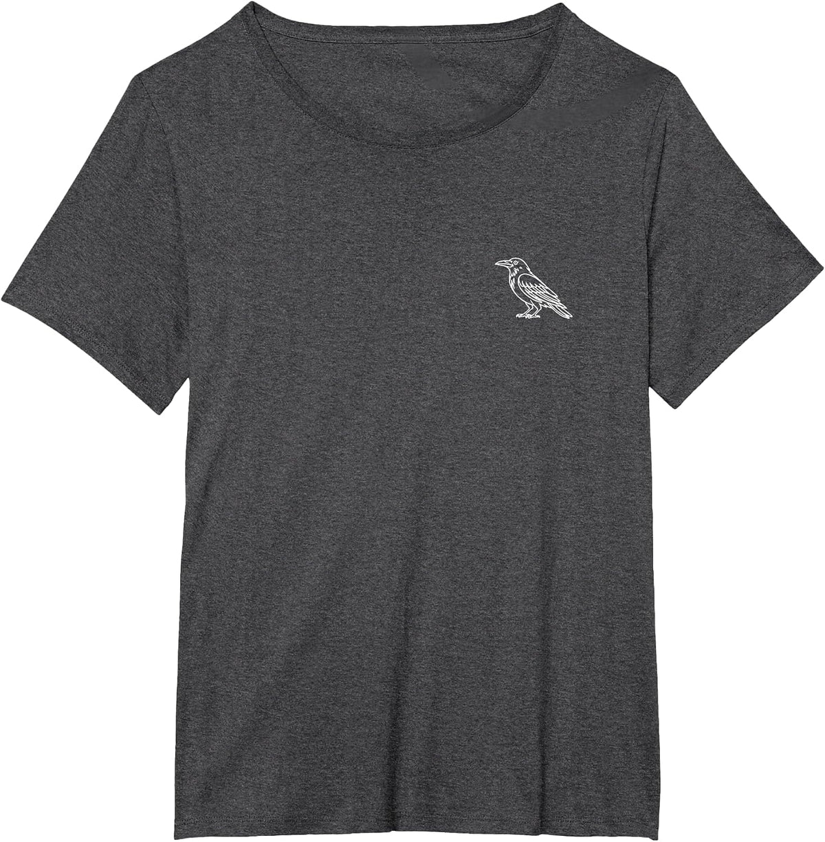 Crow Minimalist Badge Patch Line Art Animal T-Shirt - Dark Heather Grey