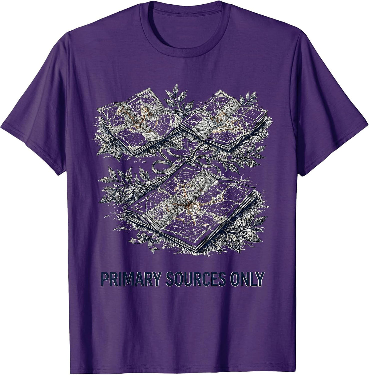 Men's Primary Sources Only Funny History Teacher Back To School T-Shirt - Purple
