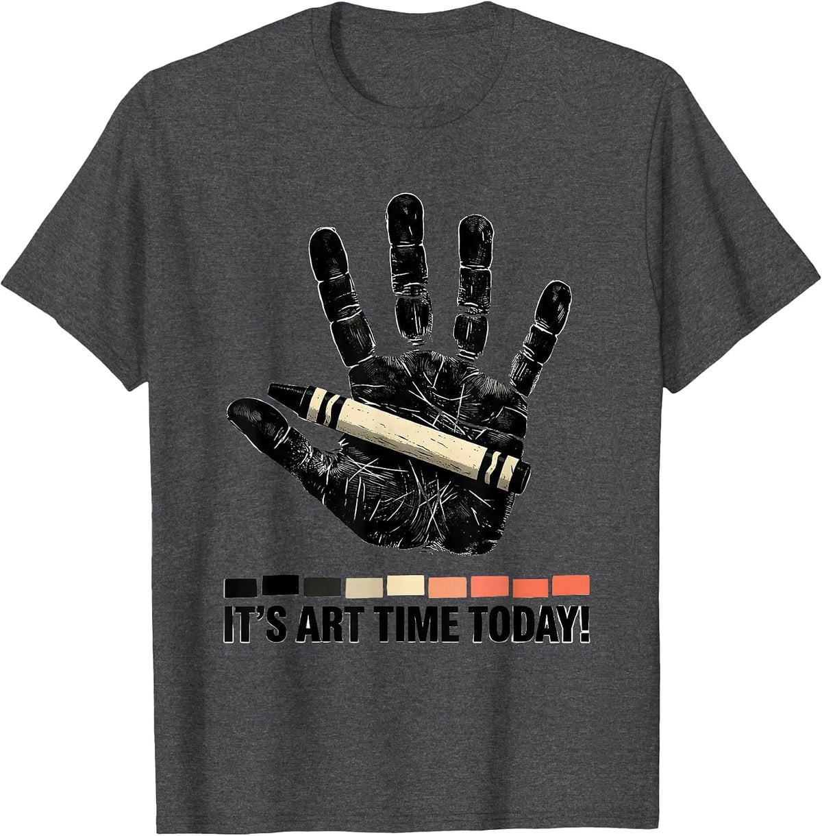 It's Art Time Today Linocut Funny Art Teacher Back To School T-Shirt - Dark Heather Grey