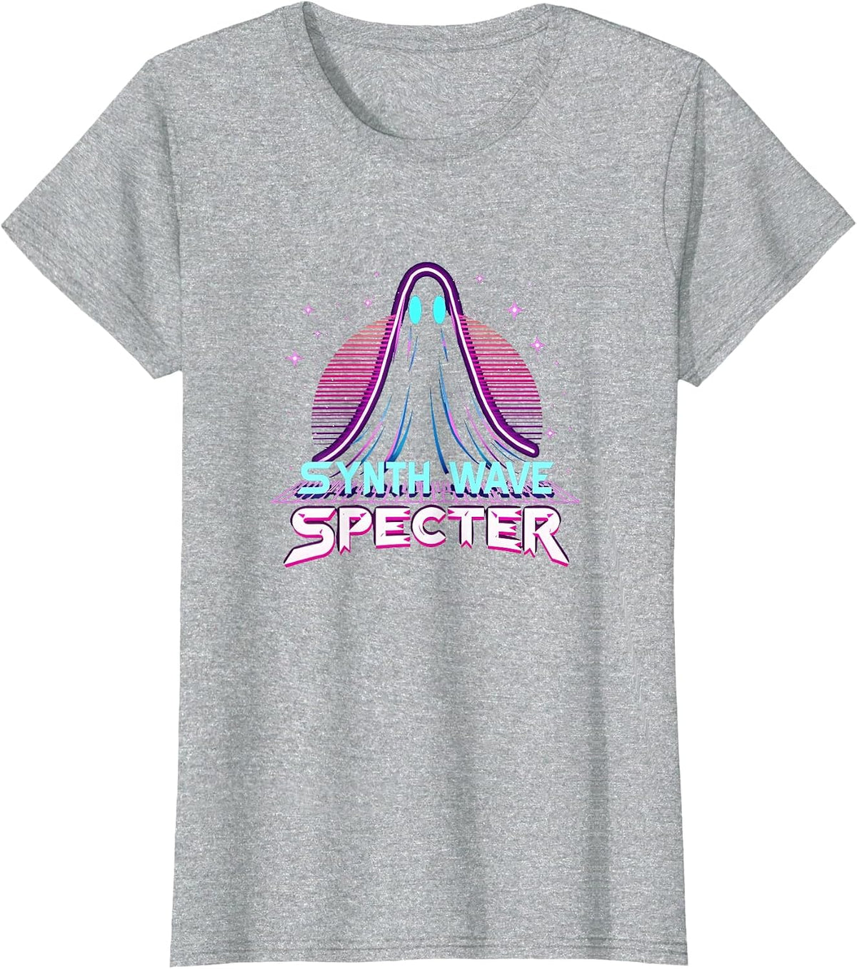 Halloween Music & Art: Synth Wave Specter Retro Ghost T-Shirt - Heather Grey