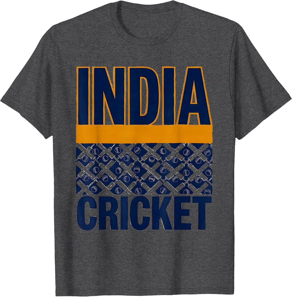 INDIA CRICKET Retro National Pride Cricket Lover T-Shirt - Dark Heather Grey