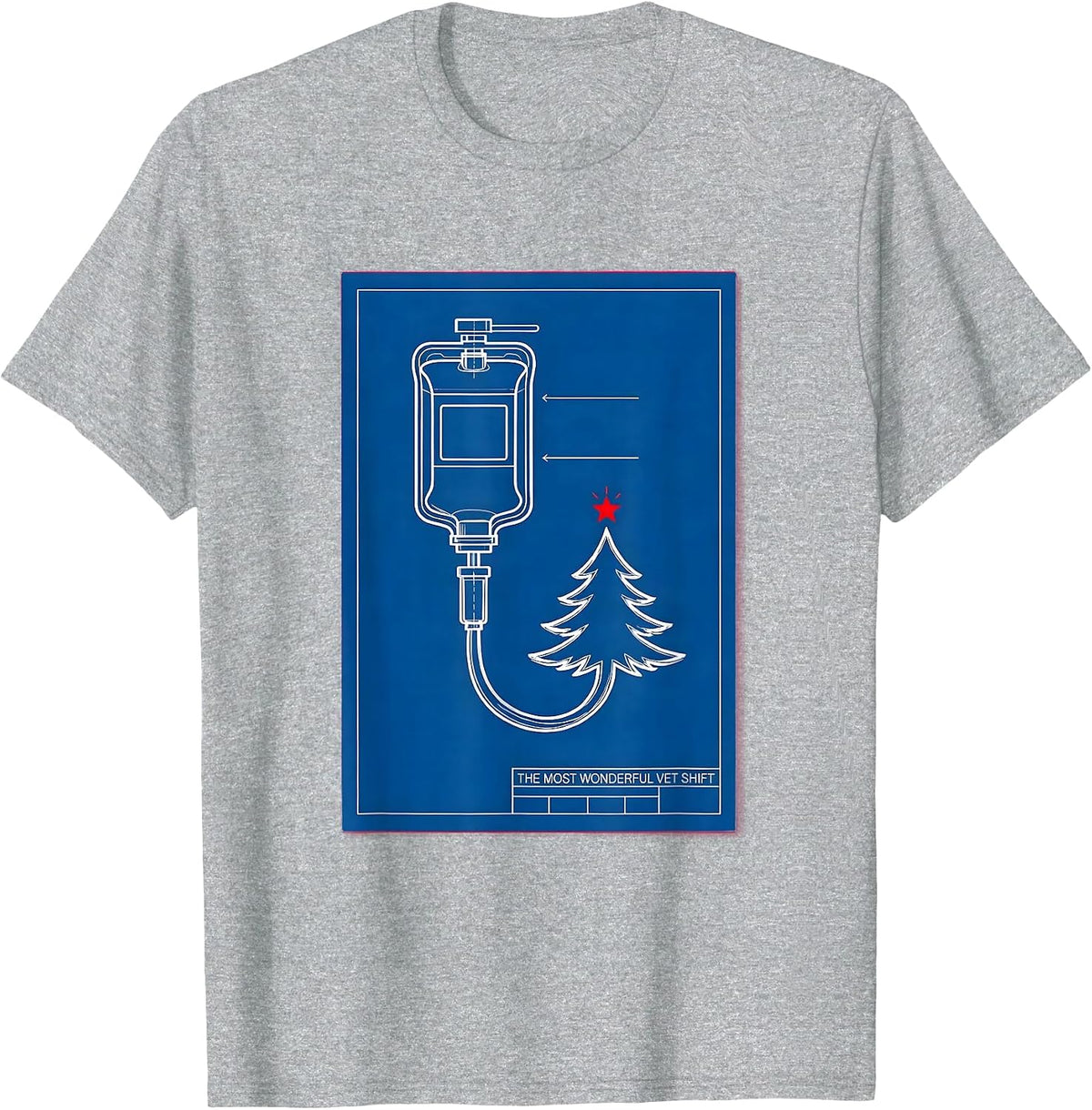 Men's The Most Wonderful Vet Shift Technical Blueprint Veterinary T-Shirt - Heather Grey