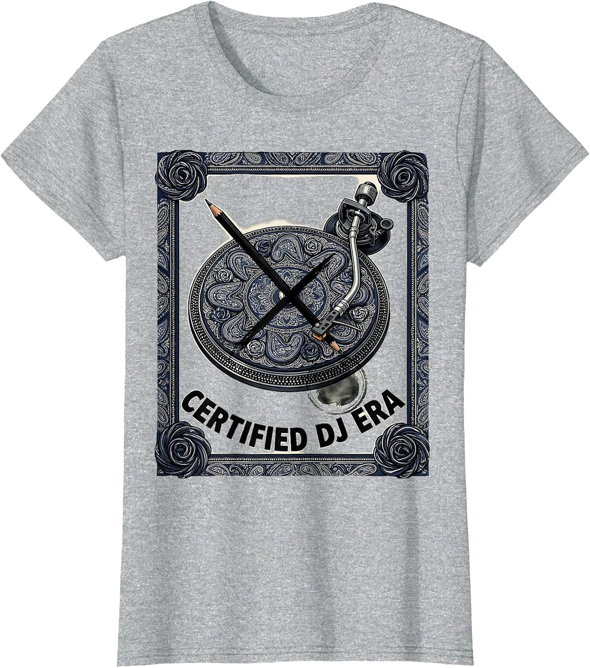 Women's Certified DJ Era Retro Hip-Hop Golden Era Music Fan T-Shirt - Heather Grey