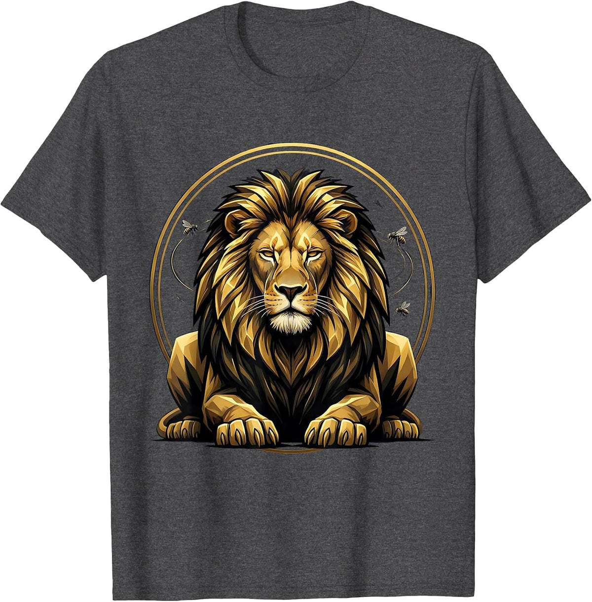 Men's Unbothered Sleeping Lion Ignoring Flies Graphic T-Shirt - Dark Heather Grey