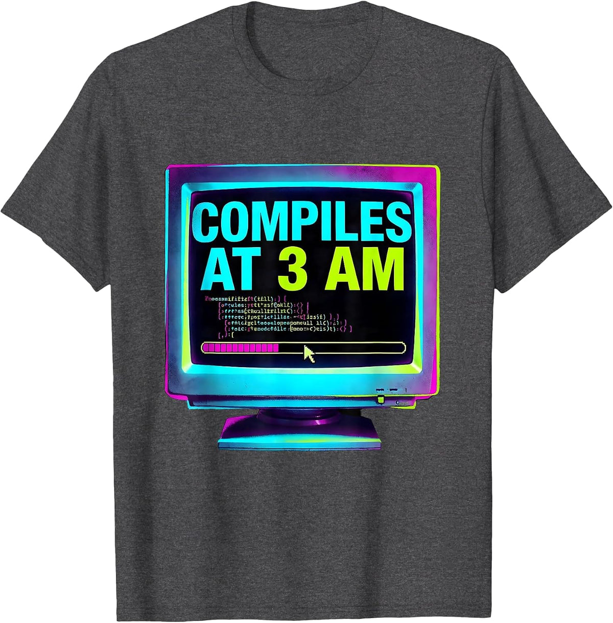 Compiles At 3 AM Funny Programmer Developer Nerd T-Shirt - Dark Heather Grey
