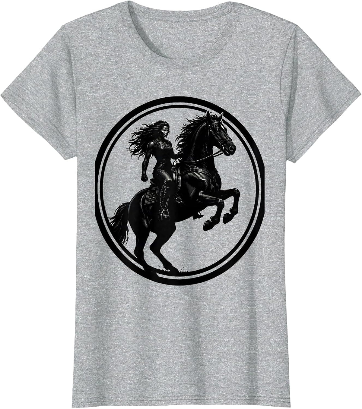 Fierce Rider Rearing Stallion Graphic Design T-Shirt - Heather Grey