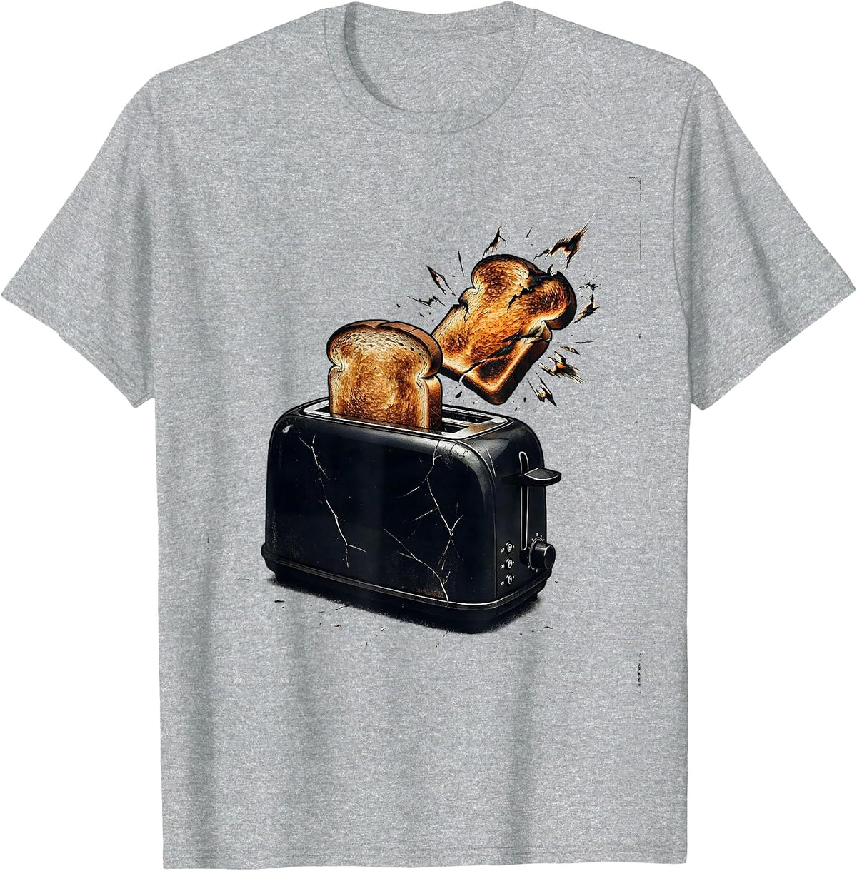 Men's Toaster Chaos Distressed Novelty Humor T-Shirt - Heather Grey