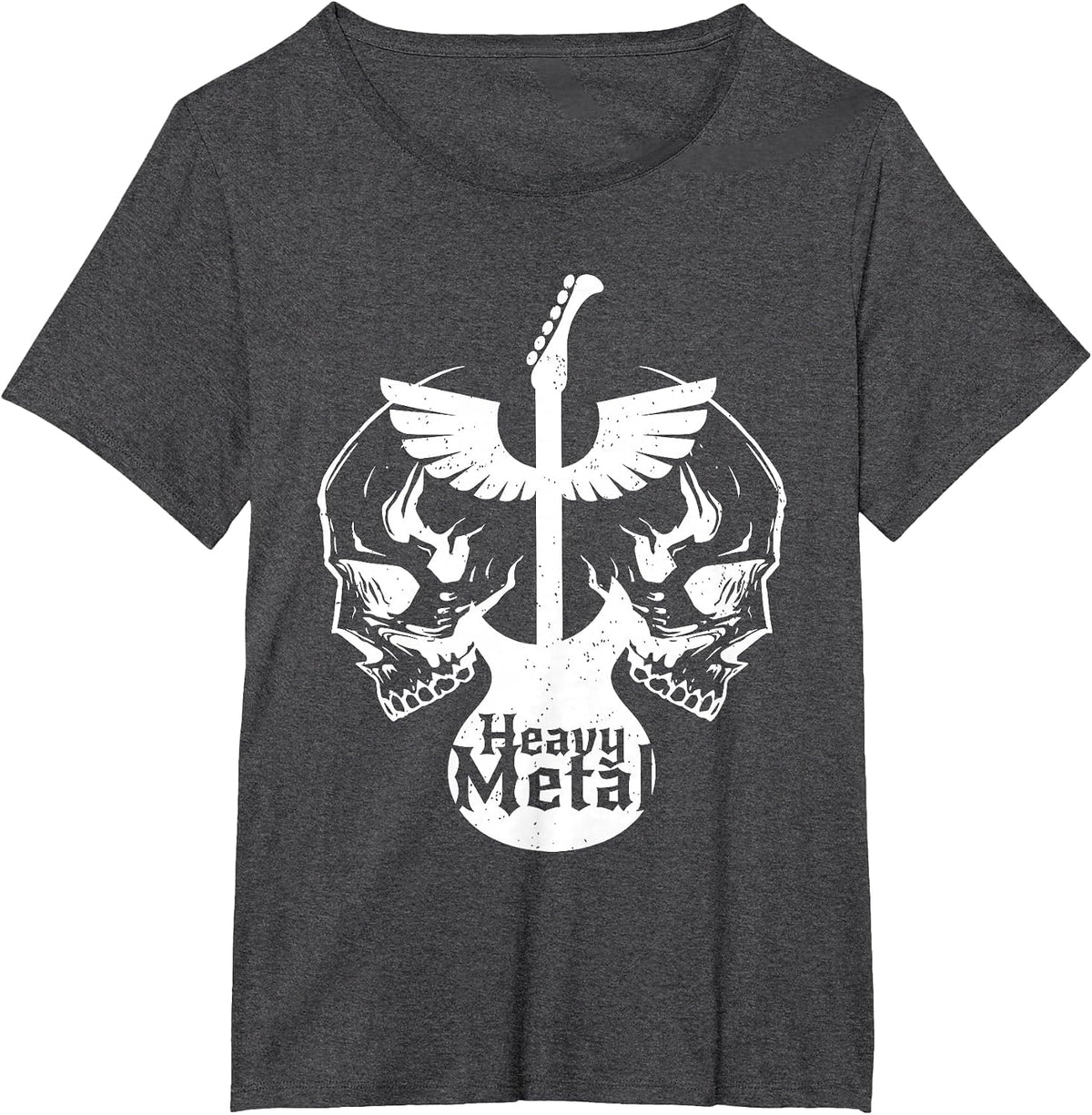 Heavy Metal Flying Guitars with Skulls Rock T-Shirt - Dark Heather Grey