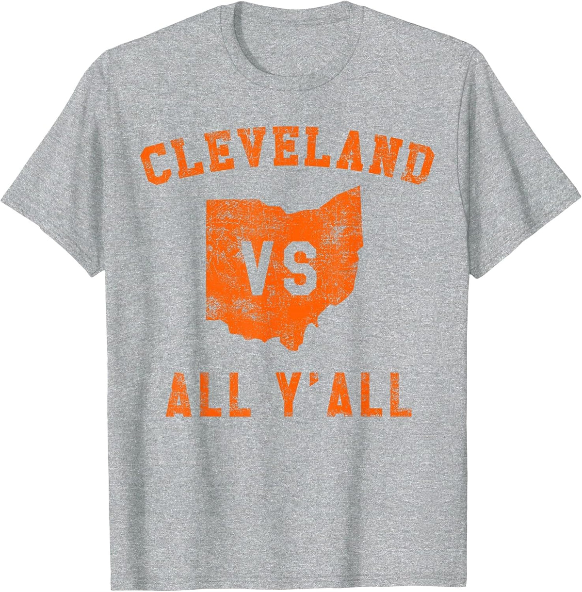 Cleveland vs All Yall for Y'all in Cleveland Versus T-Shirt - Heather Grey