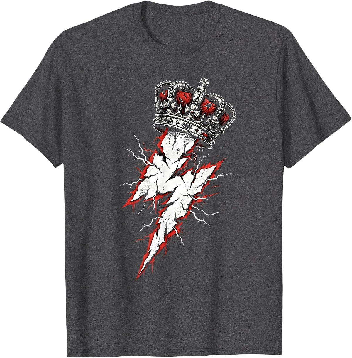 Men's Chaos Coordinator Crown Lightning Bolt Graphic T-Shirt - Dark Heather Grey