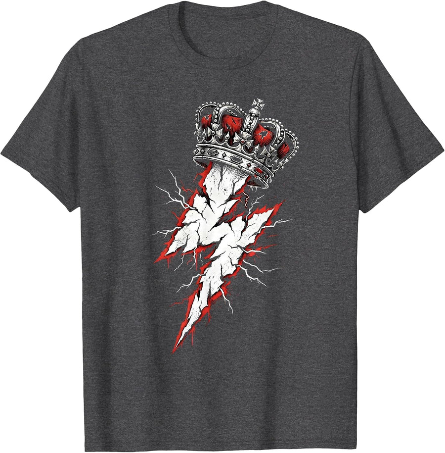 Men's Chaos Coordinator Crown Lightning Bolt Graphic T-Shirt - Dark Heather Grey
