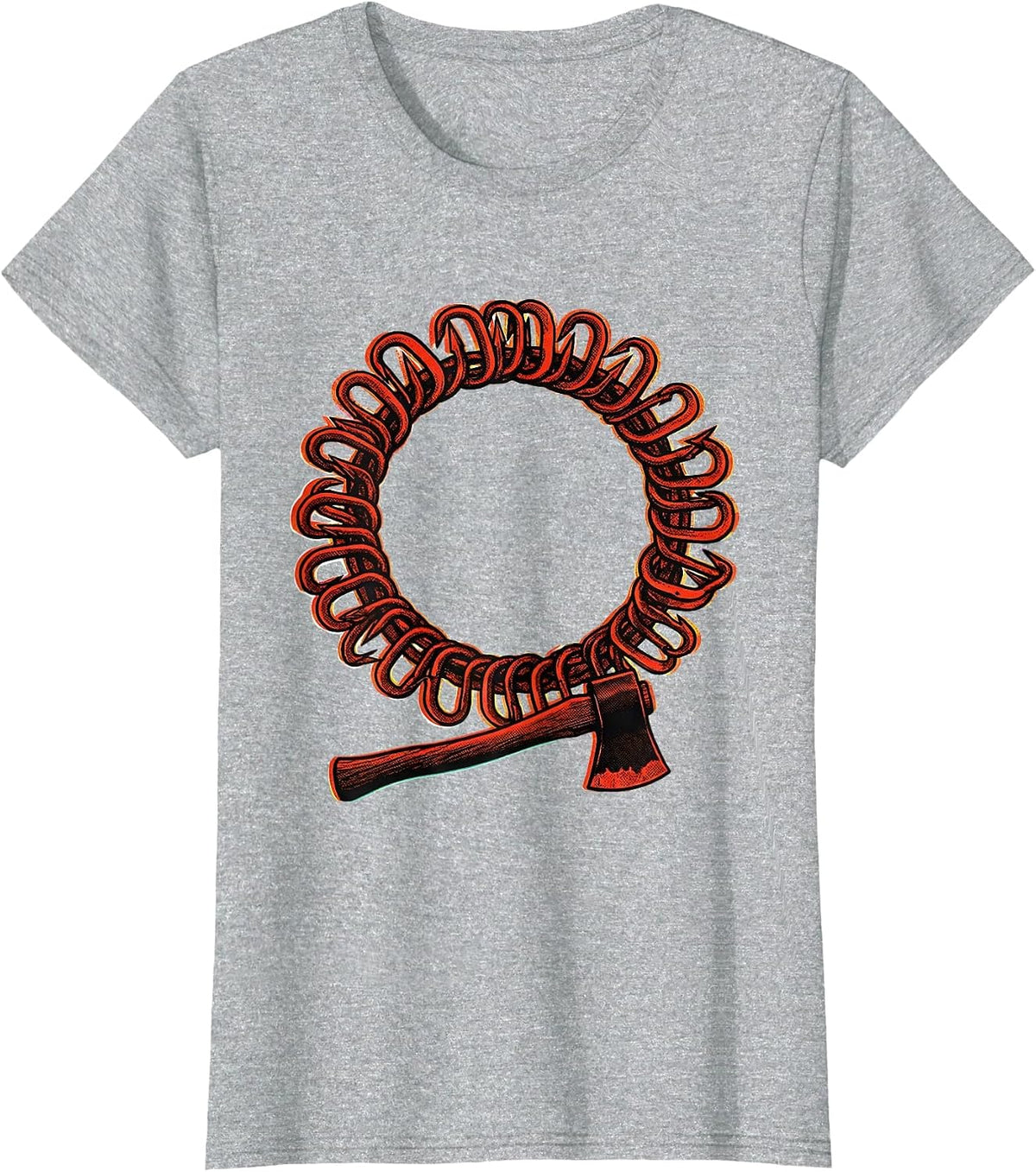 Firefighter Wreath Risograph Fireman Gift T-Shirt - Heather Grey