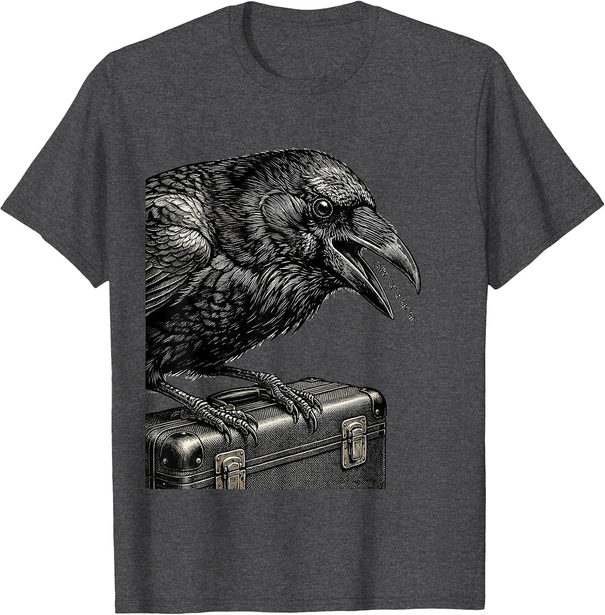 Cawn't Entertain That Funny Crow Dark Humor Gothic Halloween T-Shirt - Dark Heather Grey