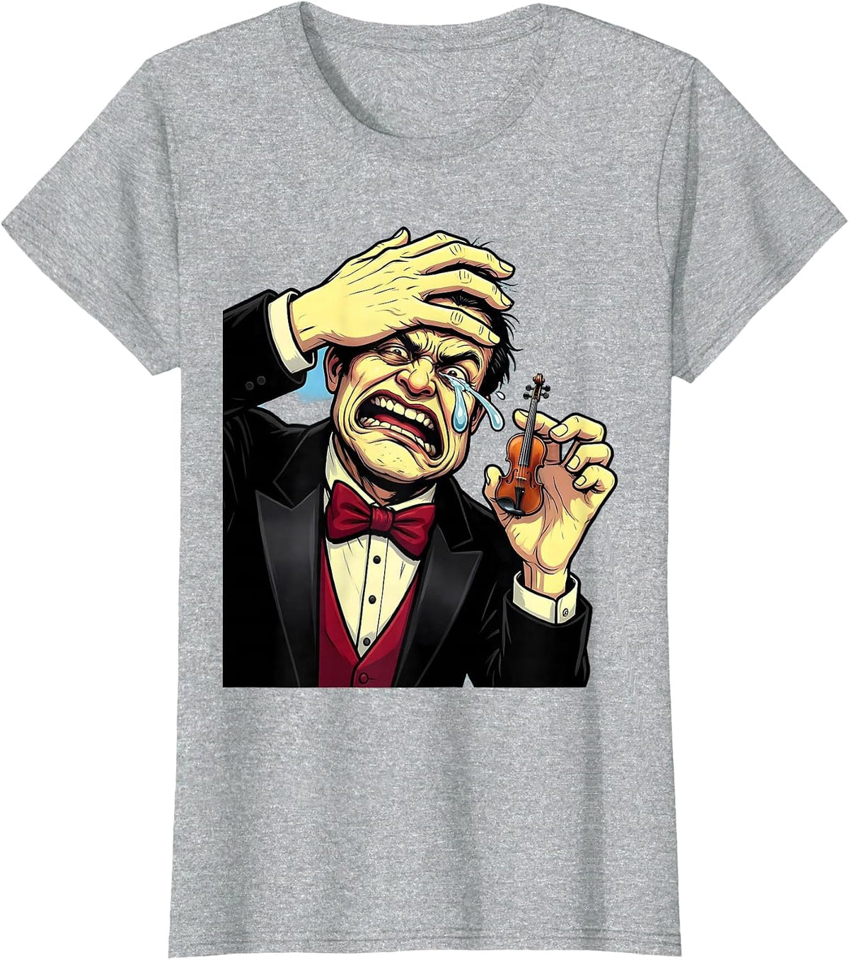 Tiny Violin Drama Funny Meme Graphic T-Shirt - Heather Grey