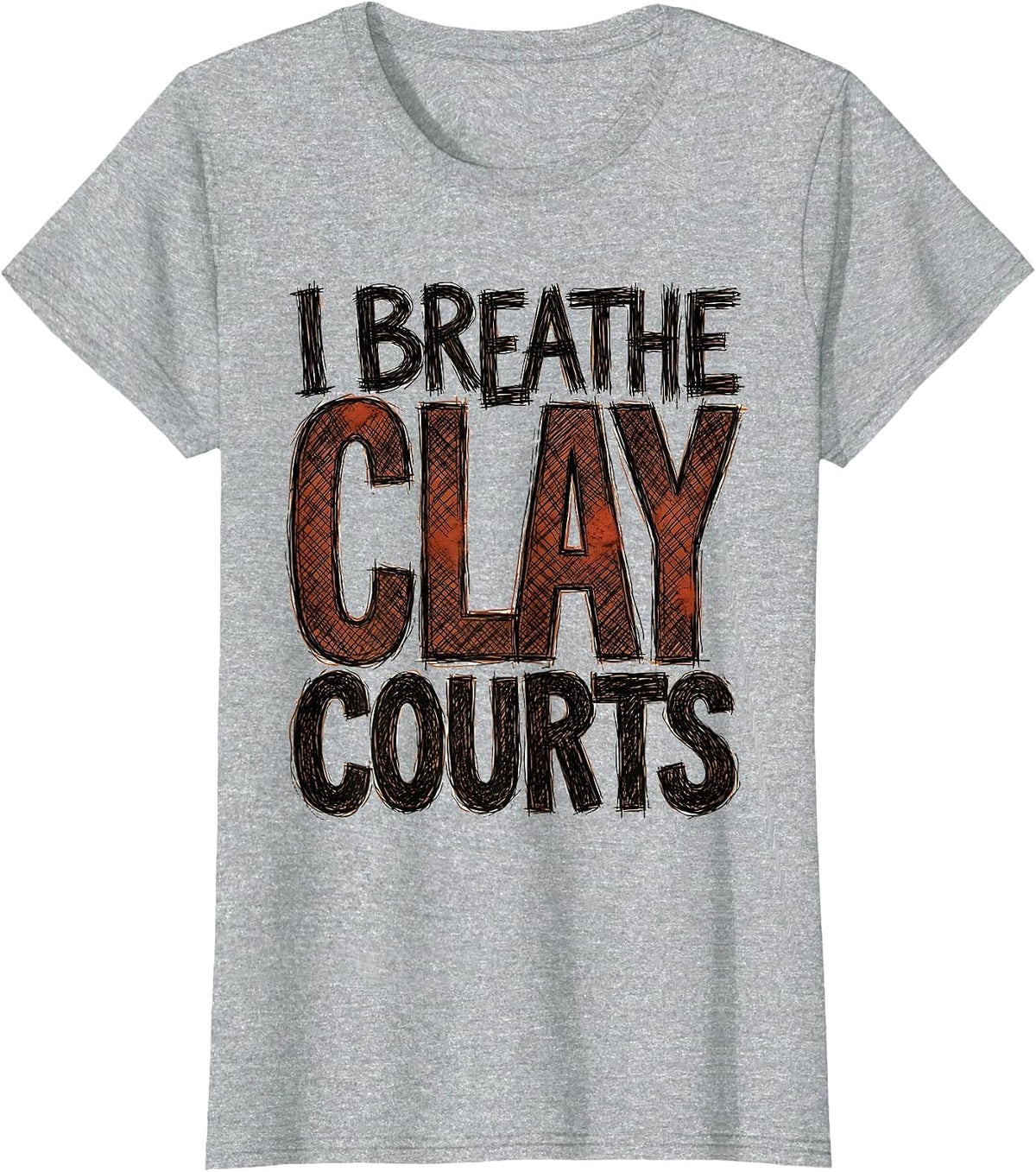 I Breathe Clay Courts Tennis Design T-Shirt - Heather Grey