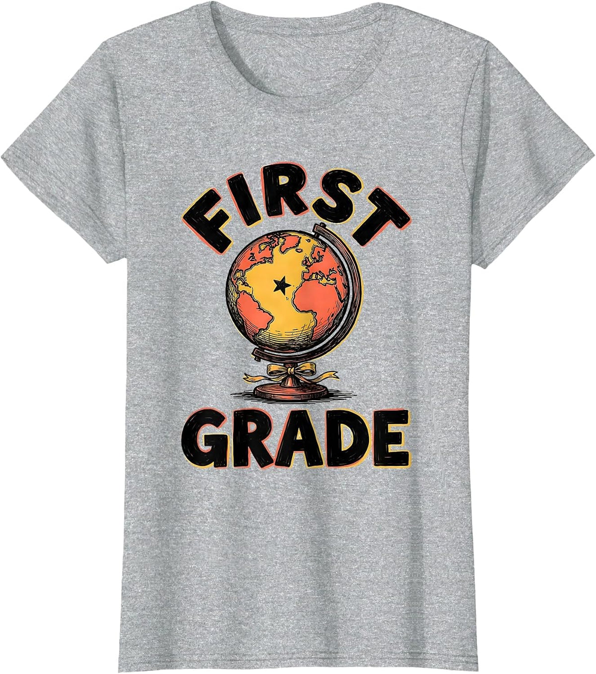 First Grade Playful Back To School First Day of First Grade T-Shirt - Heather Grey