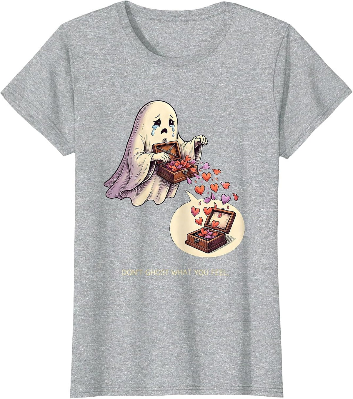 Don't Ghost What You Feel Supportive Ghost Halloween Mental T-Shirt - Heather Grey
