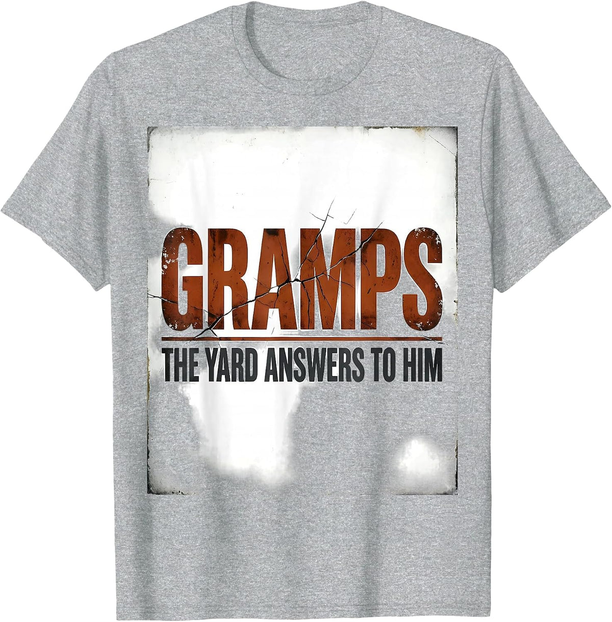 Men's GRAMPS THE YARD ANSWERS TO HIM Funny Grandpa Distressed T-Shirt - Heather Grey