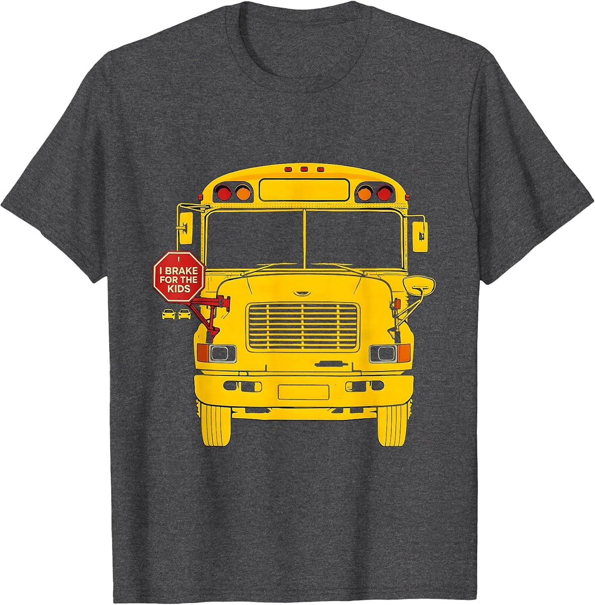 Men's I Brake For The Kids Funny School Bus Driver Humor Gift T-Shirt - Dark Heather Grey