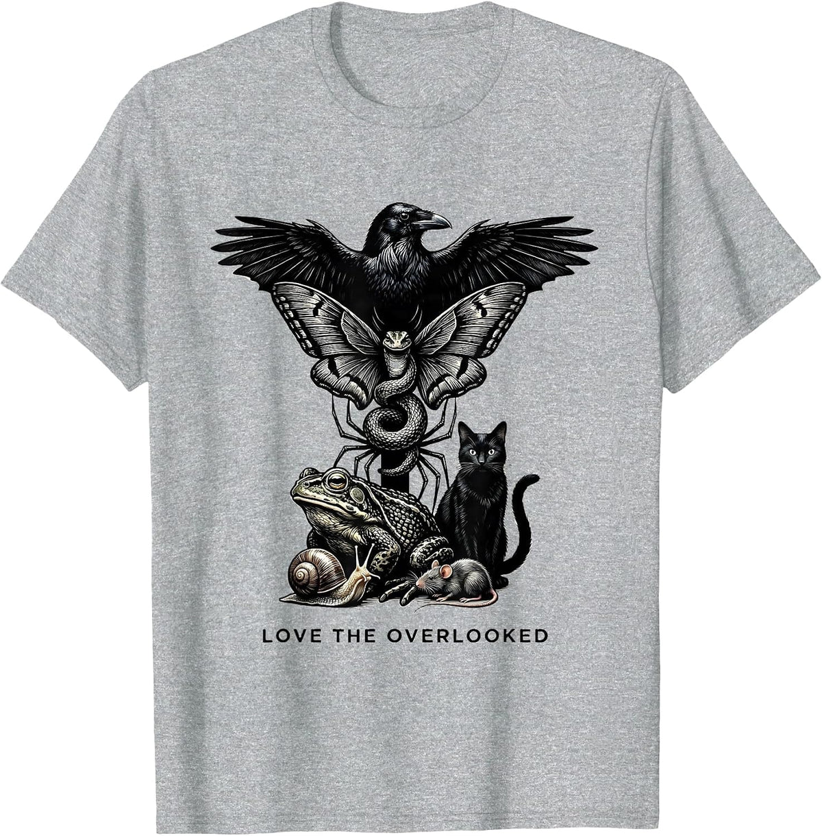 Men's Love The Overlooked Scratchboard Misunderstood Creatures T-Shirt - Heather Grey