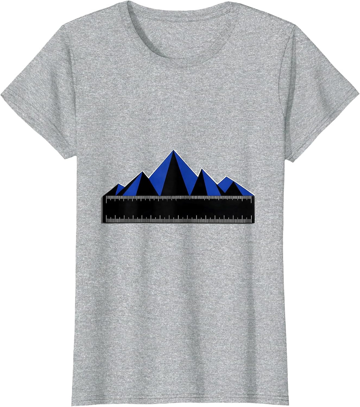 Math Teacher Ruler Mountain Range Graphic T-Shirt - Heather Grey