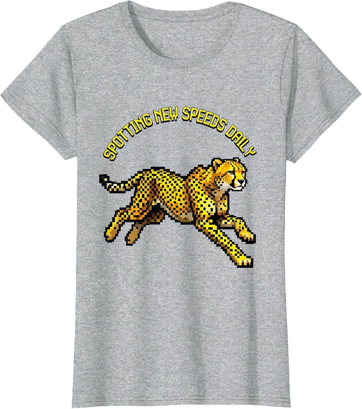 Spotting New Speeds Daily Cheetah Design T-Shirt - Heather Grey