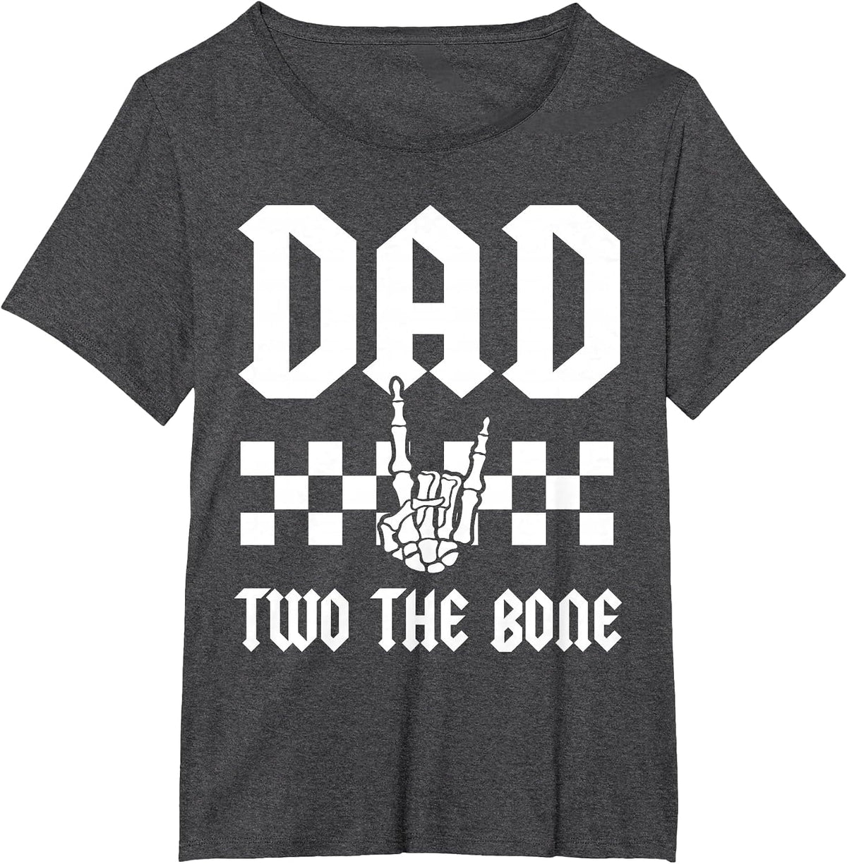 Dad Two The Bone Skeleton Hand 2nd Birthday Boy Girl T-Shirt - Dark Heather Grey
