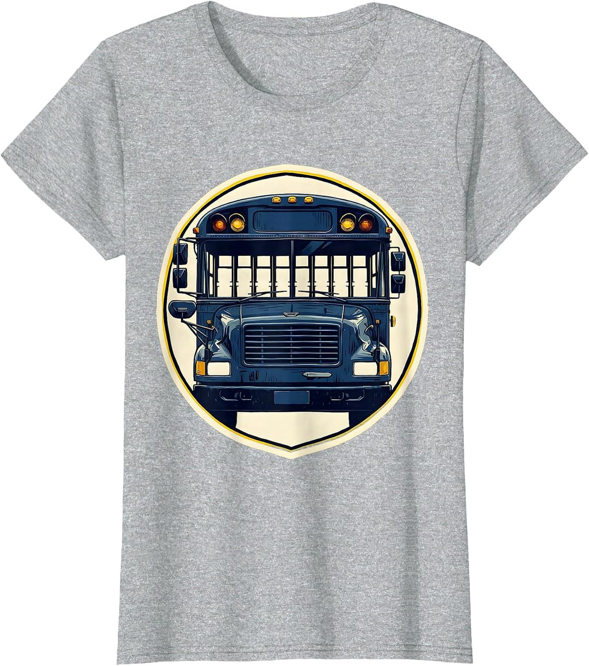 School Bus Driver Linocut Funny Appreciation Gift T-Shirt - Heather Grey