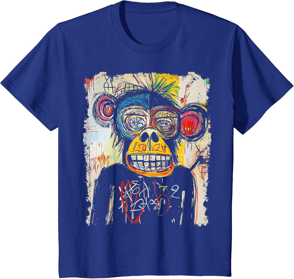 Animal Pop Art Design with A Monkey On It Men's Graffiti T-Shirt - Royal Blue