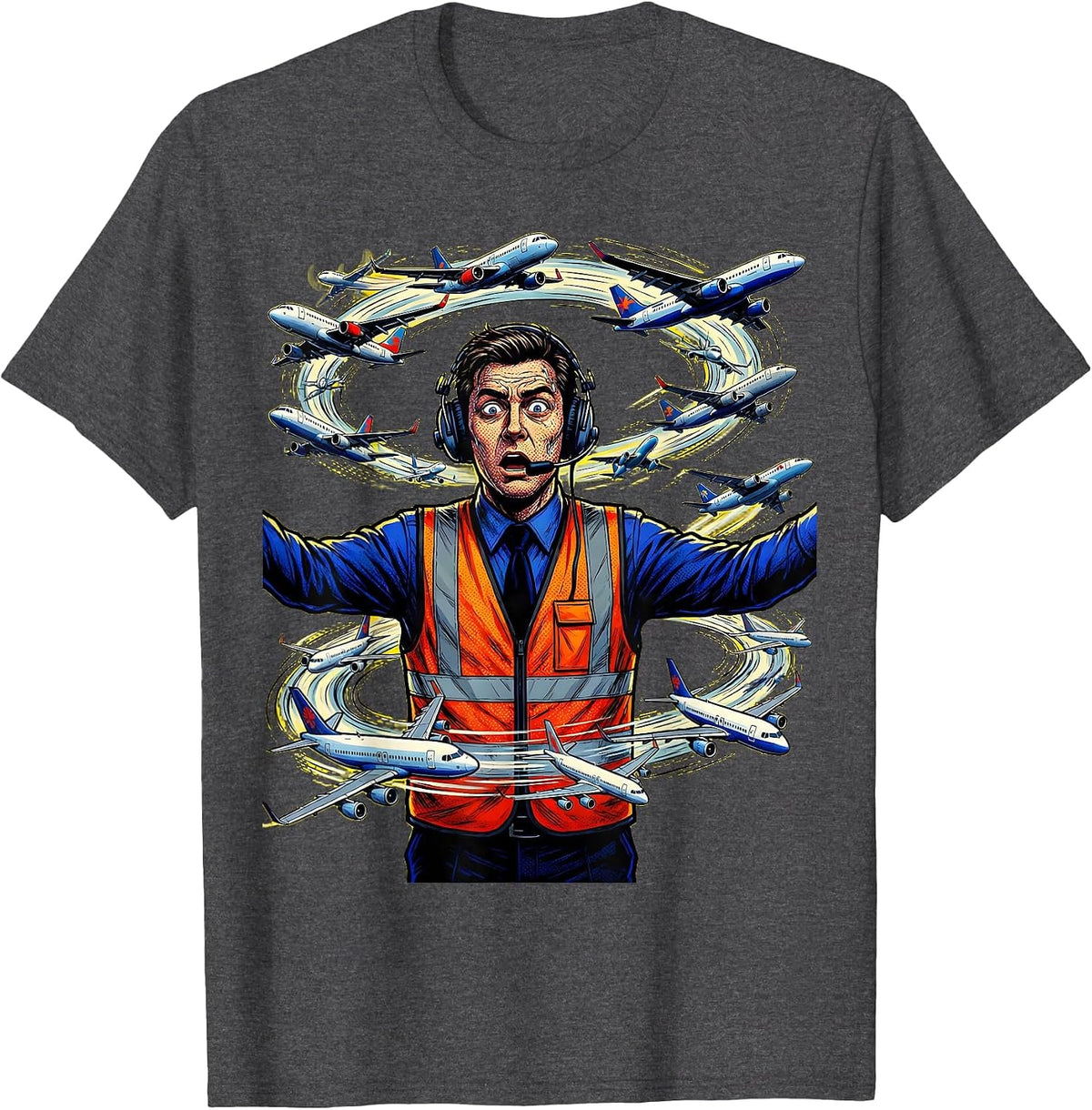 Men's Chaos Coordinator Air Traffic Controller Graphic T-Shirt - Dark Heather Grey