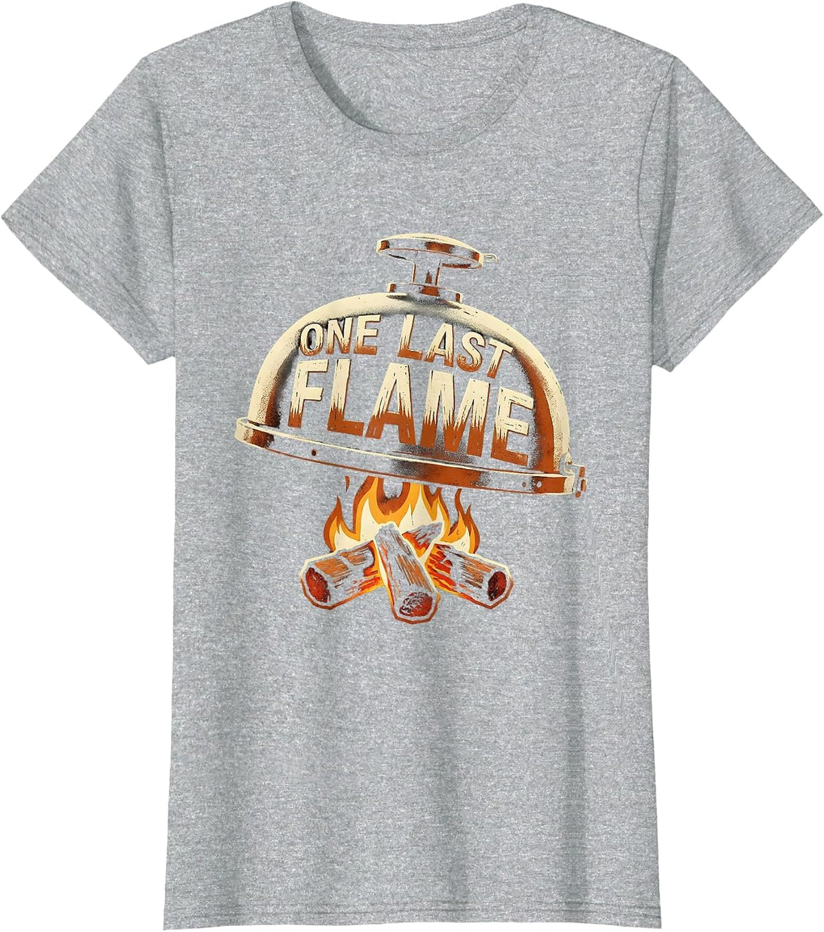 One Last Flame Stencil BBQ Grill Dad Last Cookout Humor T-Shirt - Heather Grey
