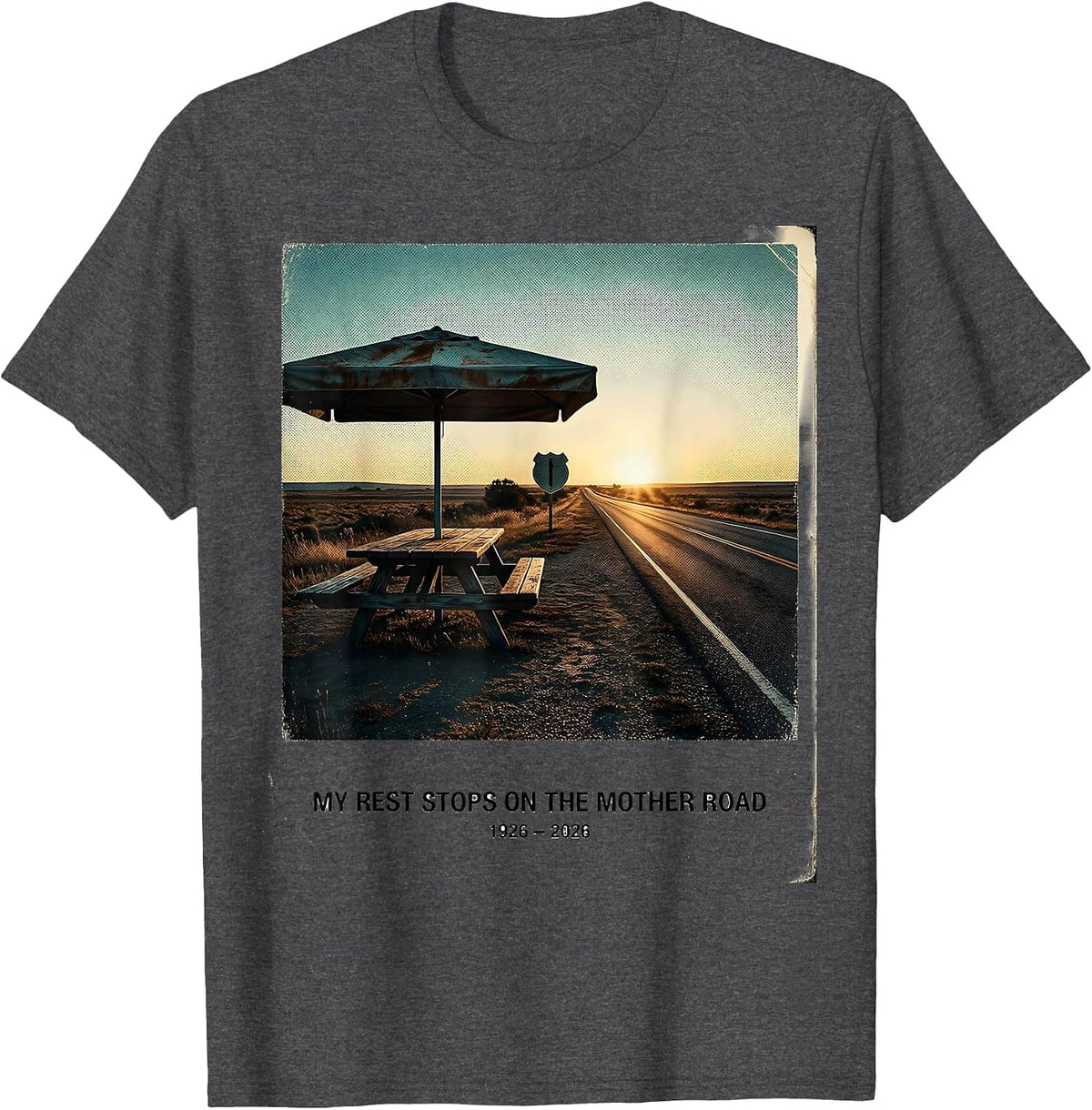 My Rest Stops On The Mother Road, 1926-2026 Vintage T-Shirt - Dark Heather Grey