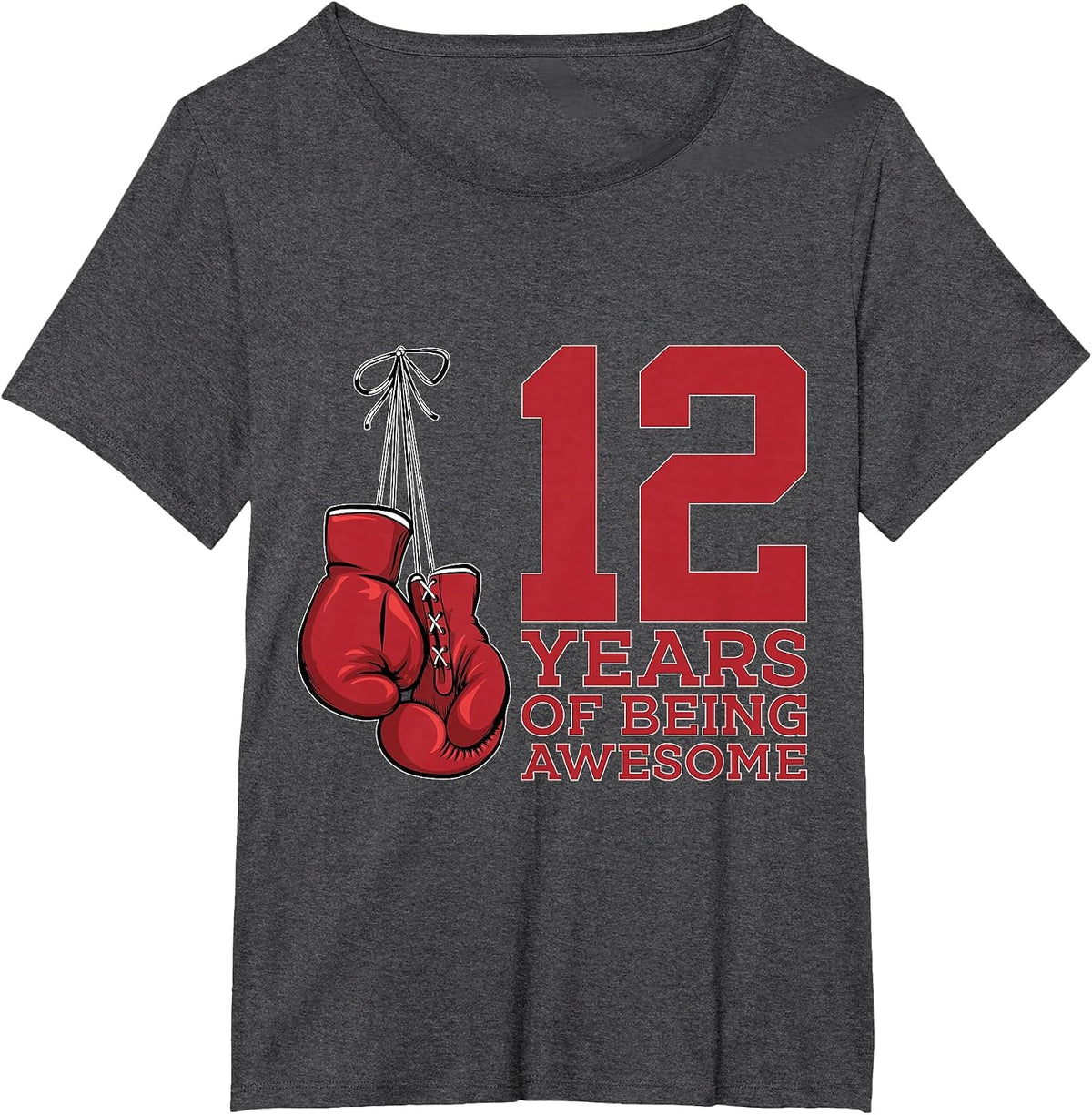 12 Years of Being Awesome Boxer 12TH Birthday Boxing T-Shirt - Dark Heather Grey