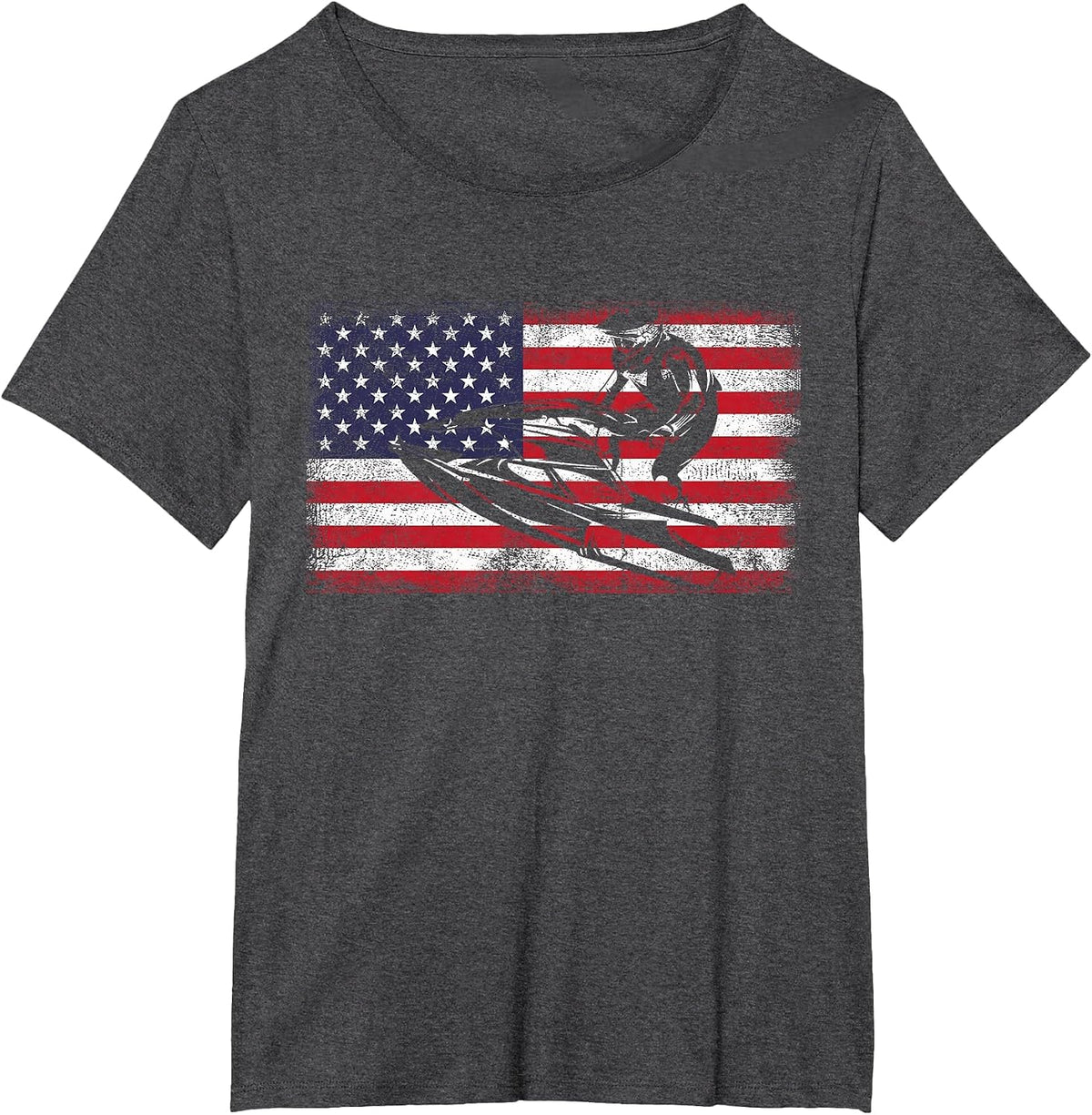 Personal Watercraft Grunge Style American PWC USA Flag T-Shirt - Dark Heather Grey