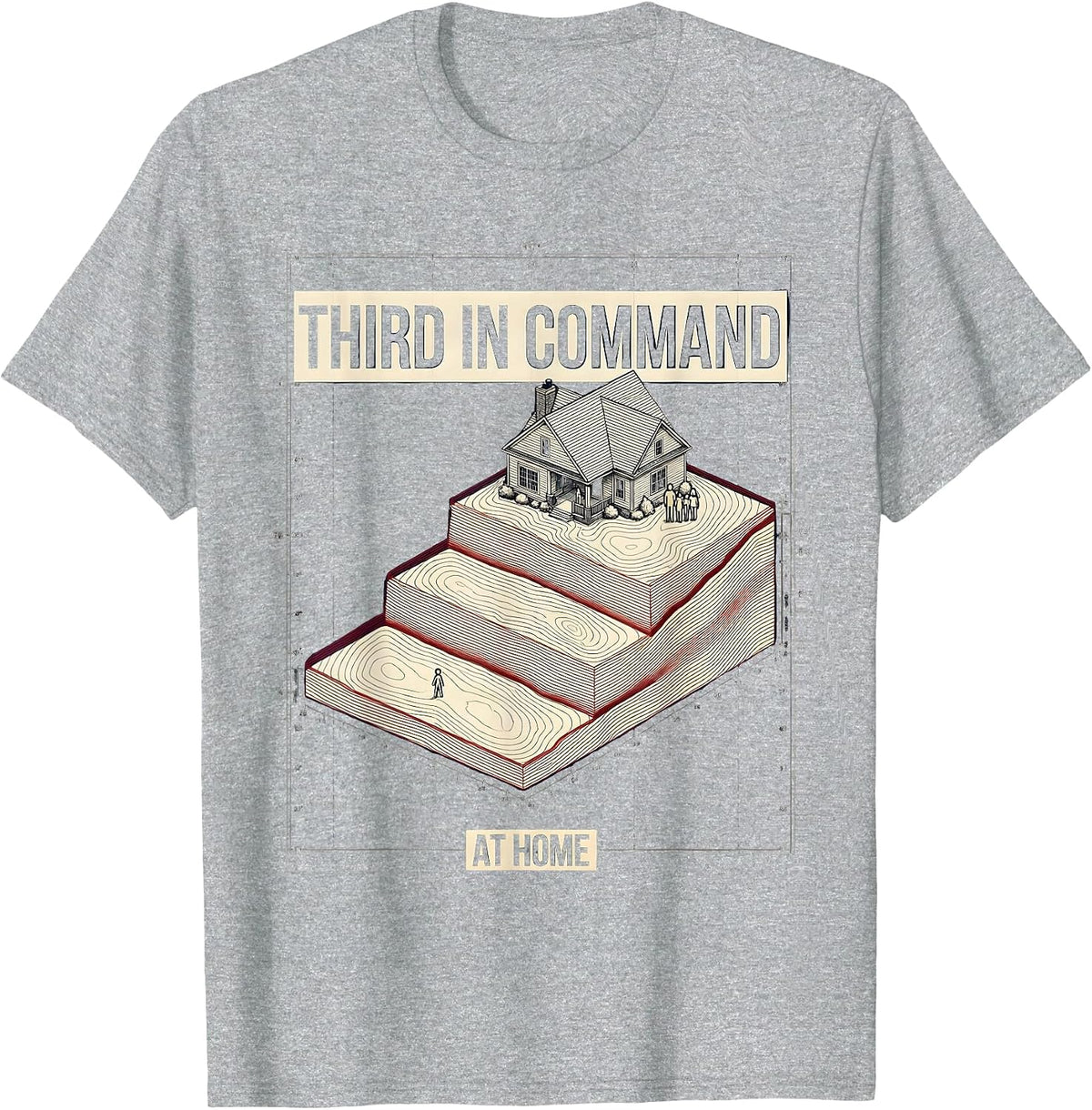 Men's Third In Command At Home Funny Dad Family Sarcasm Fathers T-Shirt - Heather Grey