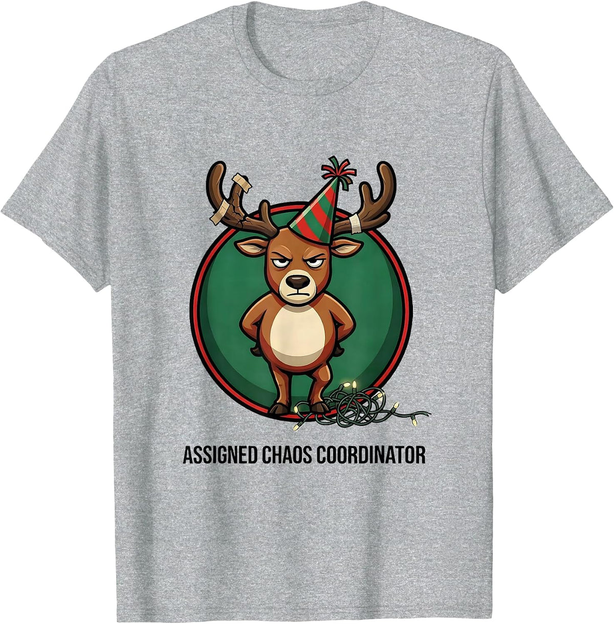 Men's Assigned Chaos Coordinator Funny Christmas Group Humor T-Shirt - Heather Grey