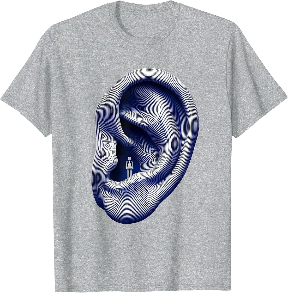 Men's Speech Therapy Giant Ear Illustration Design T-Shirt - Heather Grey