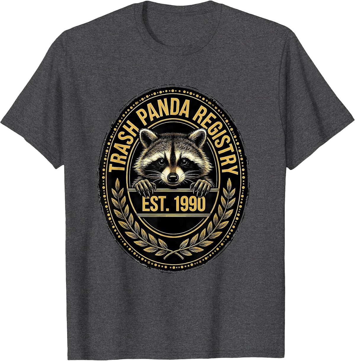 Men's Trash Panda Registry Est. 1990 Funny Raccoon Birthday Gift T-Shirt - Dark Heather Grey