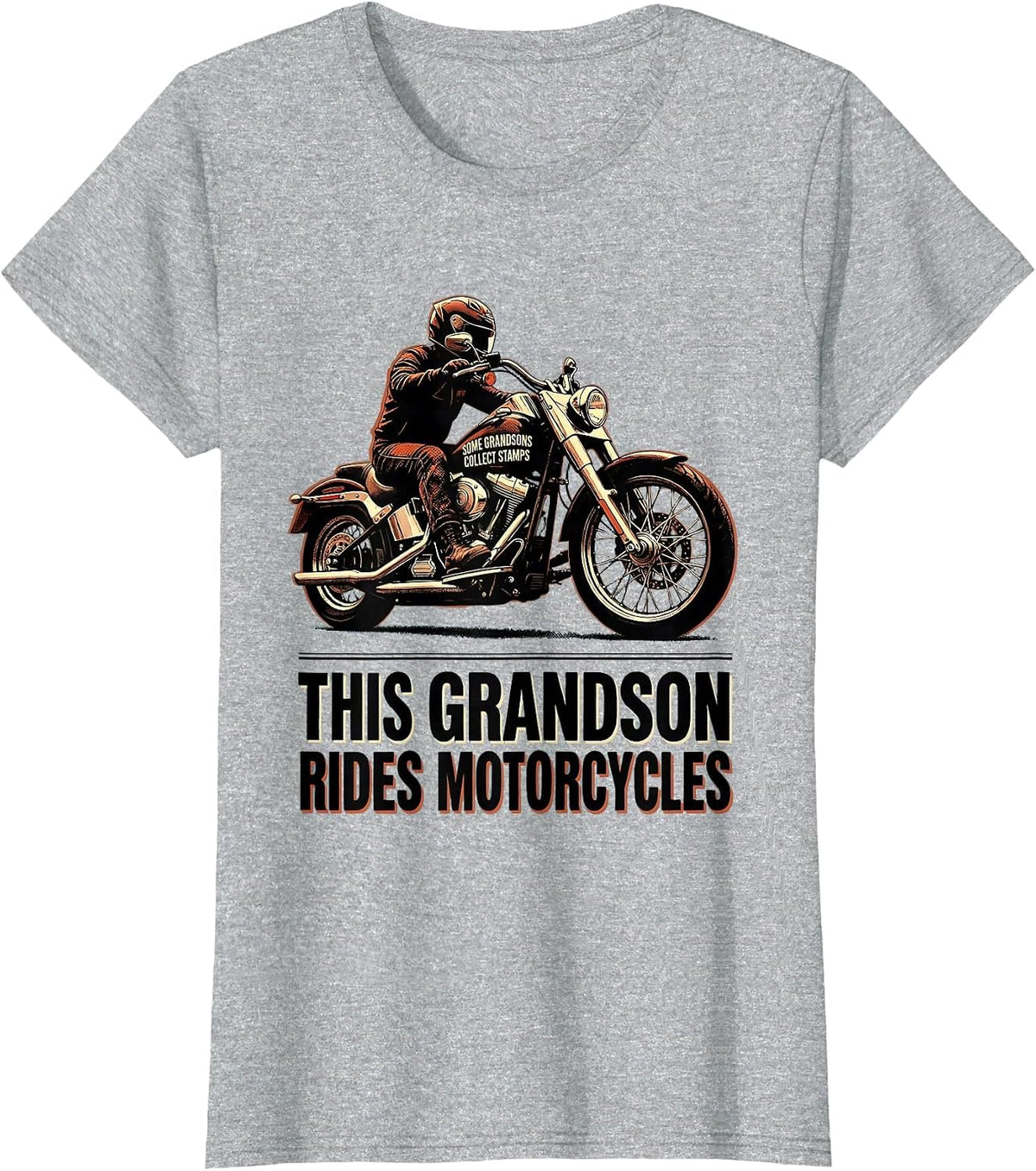 Some Grandsons Collect Stamps This Grandson Rides T-Shirt - Heather Grey