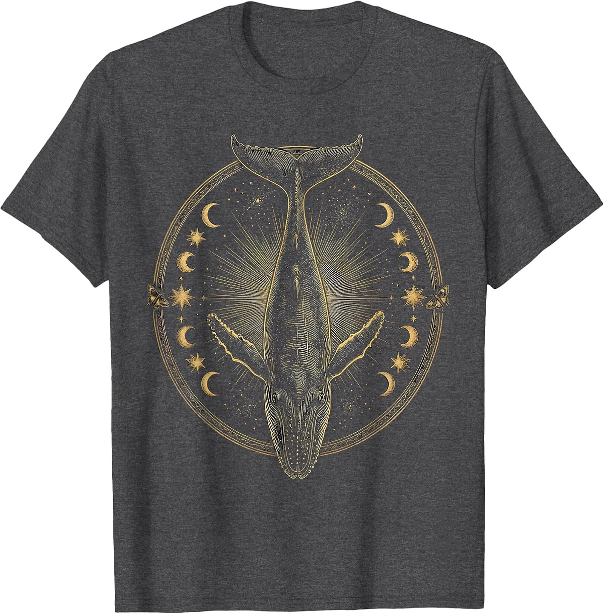 Cosmic Whale Swimming Through the Stars T-Shirt - Dark Heather Grey