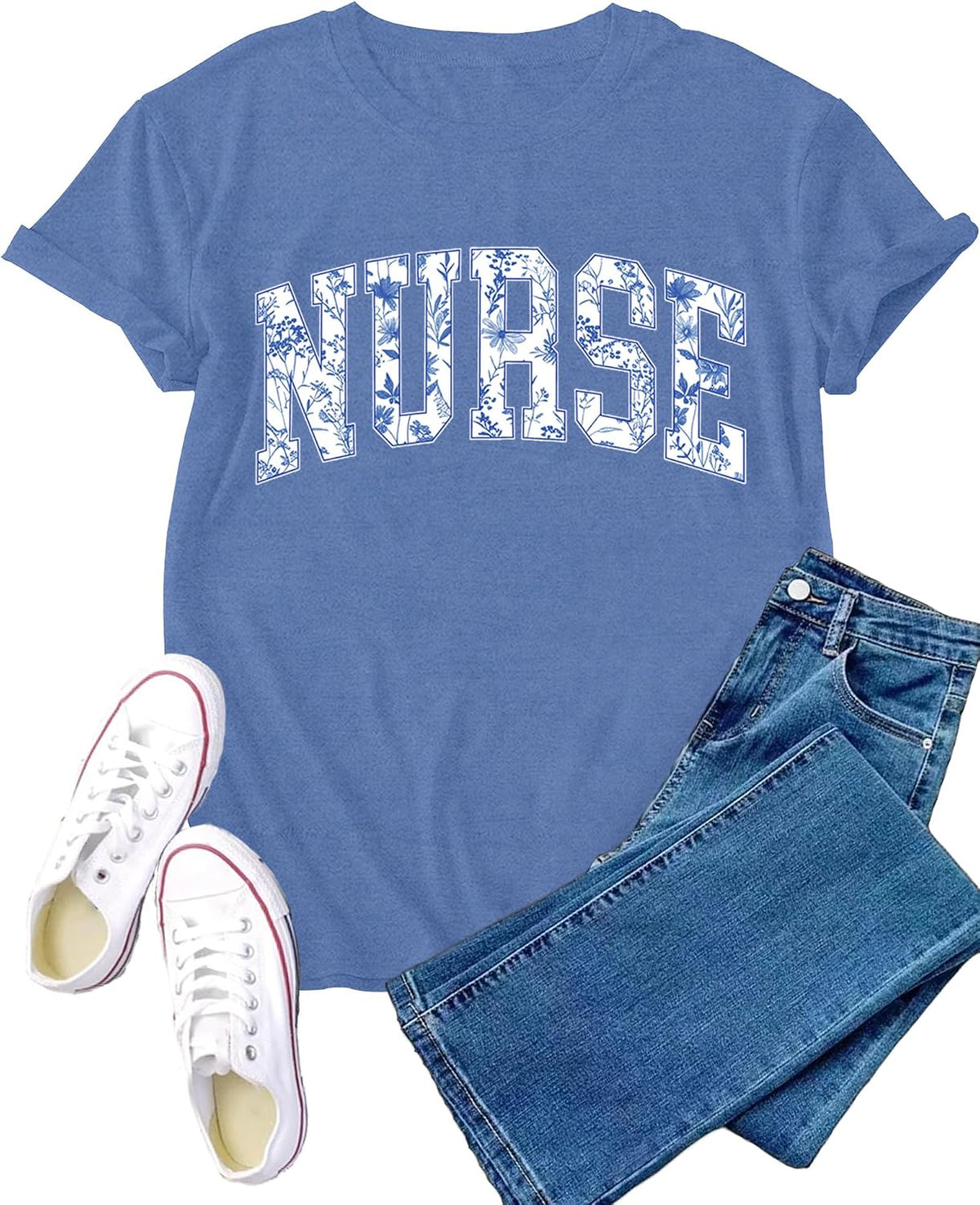 Nurse Shirt for Women Nursing Life T-Shirt Nurses Week Tee Tops - Blue1